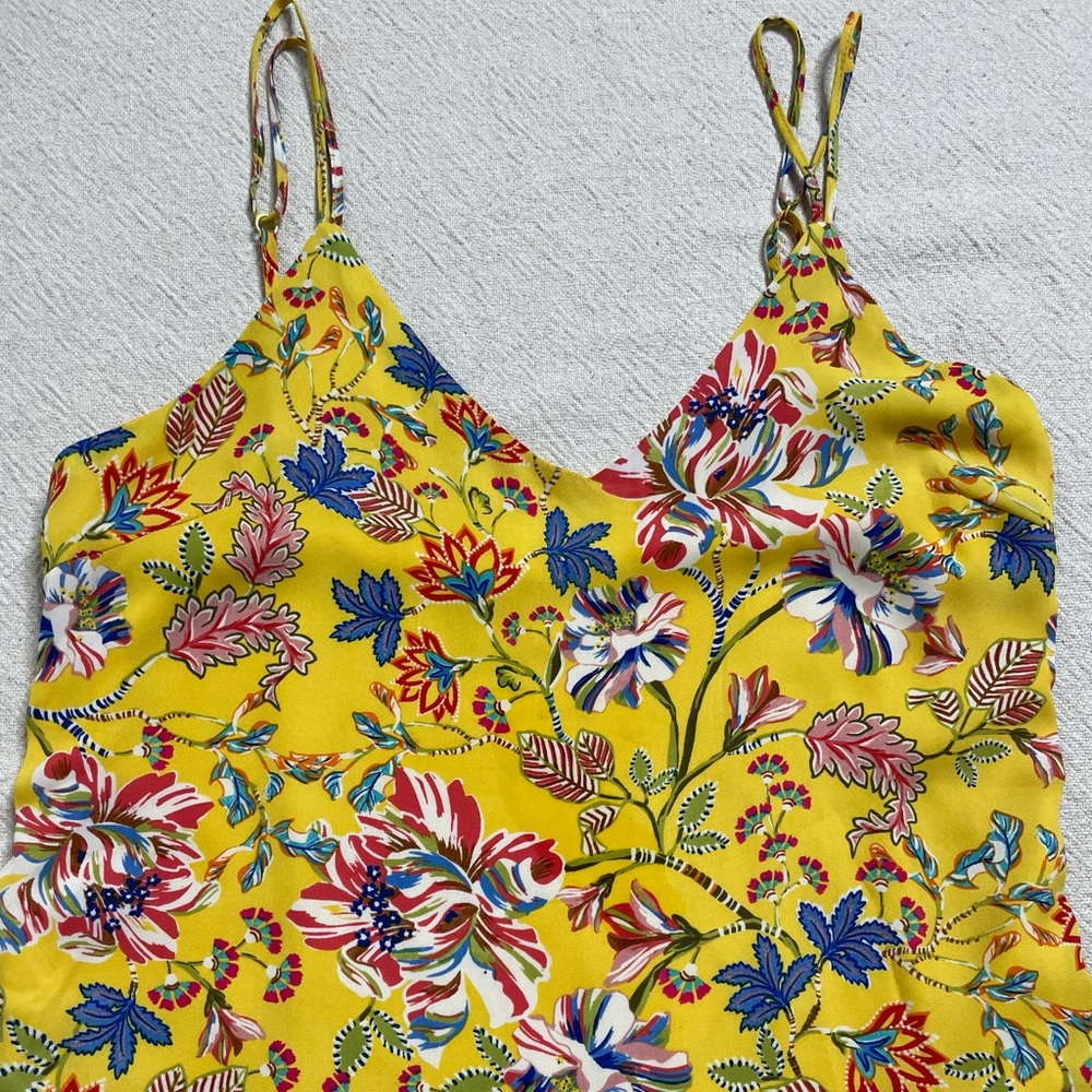 L*Space Yellow Floral Tropical Print Mini Dress S Beach Vacation Festival Party - Picture 3 of 5